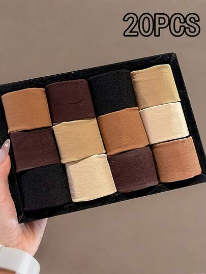 20pcs High Ponytail Hair Ties - Upgraded Wide Elastic Hair Ties, High Elasticity, Good Rebound, Anti-Slip Soft Hair Accessories, Suitable For Women & Girls Daily Wear, Sports And Thick Hair (Multiple Neutral Colors Available) ,Hair Rubber Bands ,Scrunchies ,Hair Rope Head Accessories Gym Sport Running Outfit