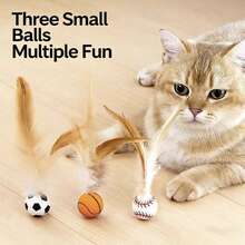 猫玩具 弹性球羽毛逗猫棒 自玩解闷小型猫玩具，宠物用品 - 彩色 - 查看 5