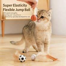猫玩具 弹性球羽毛逗猫棒 自玩解闷小型猫玩具，宠物用品 - 彩色 - 查看 2