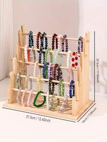 Wooden Multi-Layer Jewelry Display Rack, Bracelet/Necklace/Earring/Ring Organizer, Rotating Tiered Jewelry Stand, Countertop Display For Retail Store, Wedding Decor, No Power Required