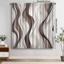 2pcs Red & White Wavy Pattern Art Curtains, Modern Minimalist Style, 3D Digital Printing, Suitable For Living Room, Bedroom And Study, Creating A Refined, Comfortable And Cozy Atmosphere.