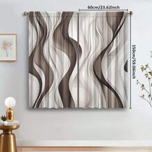 2pcs Red & White Wavy Pattern Art Curtains, Modern Minimalist Style, 3D Digital Printing, Suitable For Living Room, Bedroom And Study, Creating A Refined, Comfortable And Cozy Atmosphere.