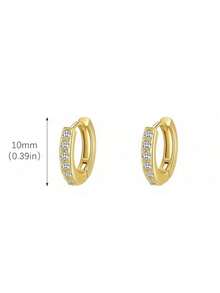 可叠戴的 Huggie 环形耳环，镶嵌方晶锆石，可叠戴耳环和叠戴环圈，适合女士佩戴 - 完美的防过敏轻质珠宝，适合日常佩戴或特殊场合