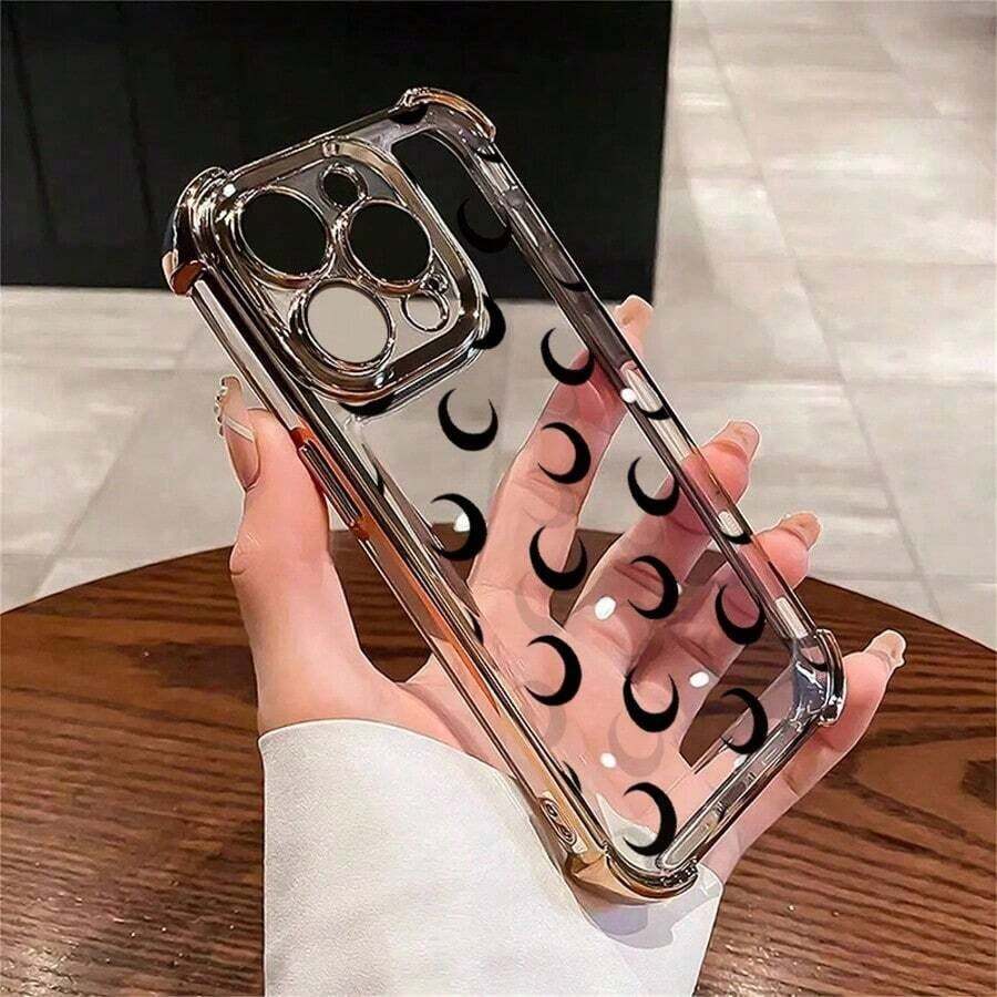 こちらの黒い三日月デザインのスマホケースは、Apple iPhone17、17 Pro Max、17 Pro、16、16 Plus、16 Pro、16 Pro Max、15 Pro、15、15 Pro Max、14 Pro、13 PM、12 Pro、そして12 Pro Maxを使うの高度スタイルのシリコン保護するカバーです。 これは防水、耐衝撃性、防塵、そして傷に強いいので、どんなAppleデバイスにも完璧に合ういます。 - シルバー - チェックする 1