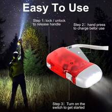 1pc Portable Hand Crank Rechargeable Flashlight With 3 High Brightness LED Lights, Suitable For Camping, Home And Emergency Survival, Multi-Level Brightness Adjustment, Sturdy Handle, LED Technology, High Brightness LED Flashlight, Ideal Choice For Outdoor Enthusiasts. - Multicolor - View 9