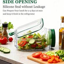 Hũ đựng salad Mason mở bên hông: Hũ đựng salad chống rò rỉ có lỗ mở bên hông | Hũ đựng salad thiết kế dạng nắp kèm cốc đựng nước sốt thích hợp cho văn phòng, phòng tập thể dục, dã ngoại - Màu cam - Nhiều màu - Xem 7