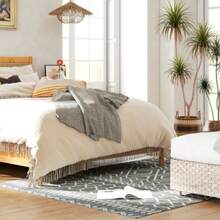 HOMCOM Flat-Woven Kitchen Rug, Washable And Non-Slip, Bohemian Pattern, For Patio, Balcony, Living Room And Kitchen, 200 X 140 Cm, Grey - Multicolor - View 7