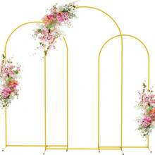 1 Set, Metal Rounded Rectangle Arch Kit, Suitable For Birthday, Wedding, Bridal Shower, Graduation, Anniversary, Christening, Floral Arch, Outdoor And Garden, Theme Party, Backdrop, Gardening Holiday Decor, Home Decor - Gold - View 1