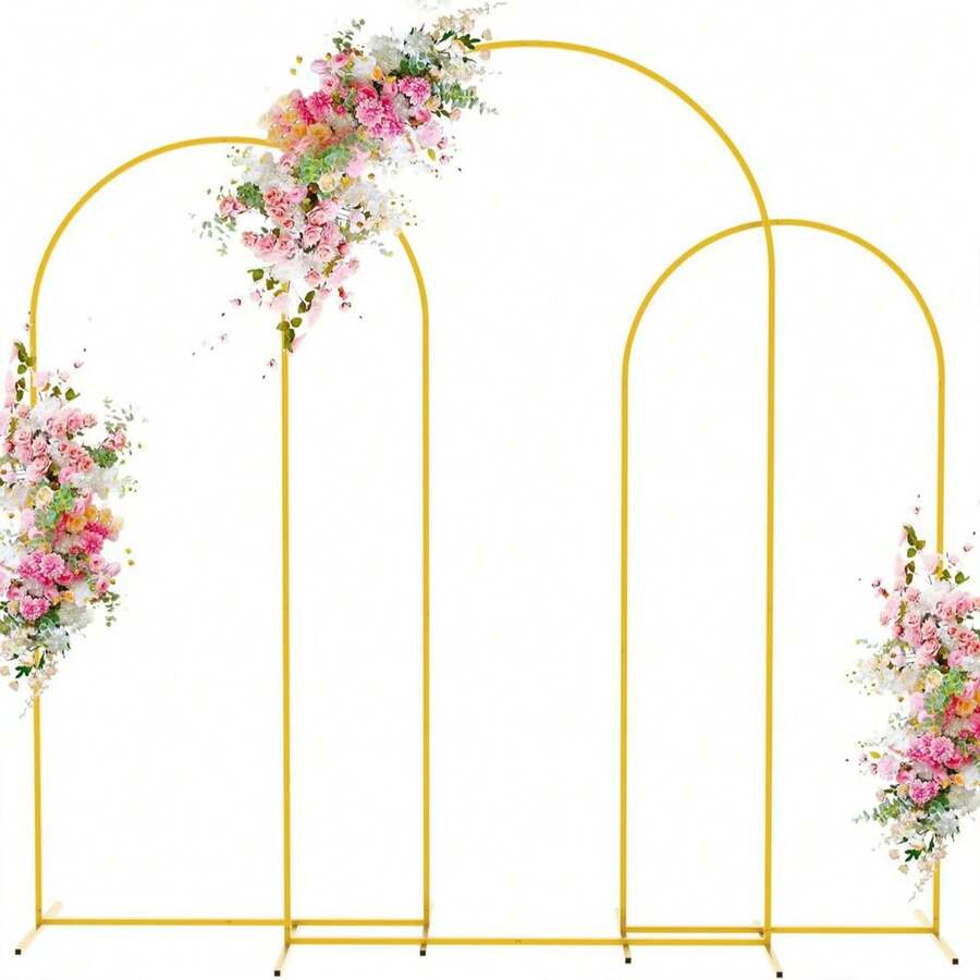 1 Set, Metal Rounded Rectangle Arch Kit, Suitable For Birthday, Wedding, Bridal Shower, Graduation, Anniversary, Christening, Floral Arch, Outdoor And Garden, Theme Party, Backdrop, Gardening Holiday Decor, Home Decor - Gold - View 1