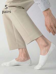 1/5/10 Pairs (Random Delivery) Extra Large Size Men's Anti-Slip Silicone Heel Invisible Ankle Socks, Suitable For Daily Life Or Sports - Multicolor - View 12