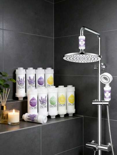 1pc Lavender Scented Shower Filter, Shower Head Pre-Filter, Chlorine Removal Water Softener Shower Head Filter, Suitable For 90% Shower Heads And Faucets, Easy Installation, Portable For Travel