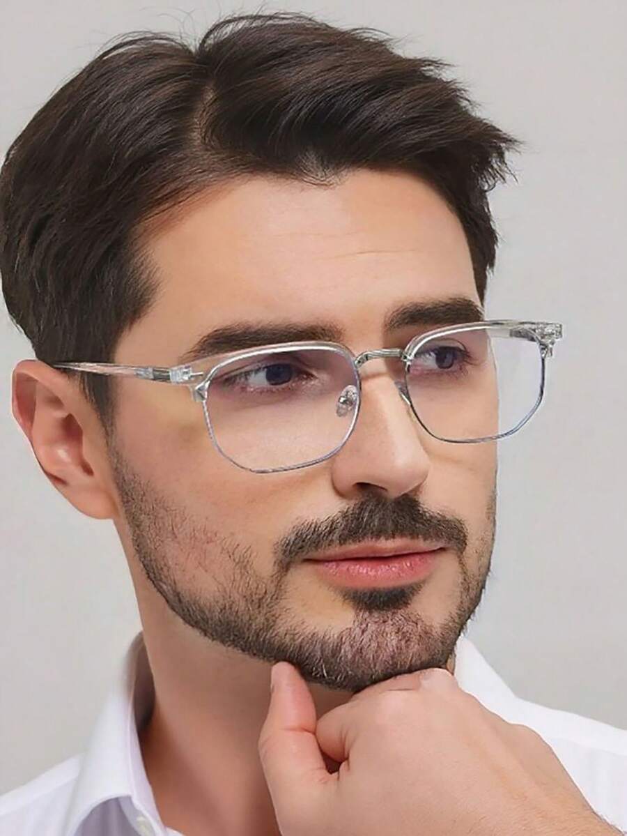 1 Óculos Quadrados Transparentes de Metal e PC para Homens, Estilo Y2K, Acessórios para Celular, Óculos Femininos, Óculos Falsos, Óculos Claros, Óculos Femininos, Acessórios de Natal, Edição de Halloween, Adequado para Uso Diário no Escritório, Volta às Aulas, Jogos, Looks de Festa, Estudos no Campus.