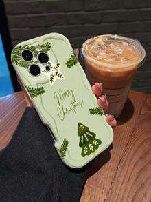 Funda navideña con diseño de árbol de Navidad y estrellas, compatible con teléfonos ,  17,  16 Pro Max,  15 Pro Max,  13 y  12. Fabricada en TPU, ofrece protección contra golpes y caídas. Perfecta para celebrar las fiestas, intercambiar regalos, reuniones familiares y celebraciones. - Blanco - Ver 3