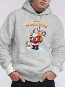 Sudadera con capucha con cordón y estampado de letras para hombre, para otoño - Gris - Ver 4