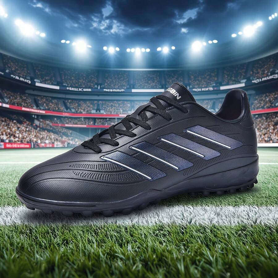 1双男女通用足球鞋,适用于室外人造草坪、室内训练场、专业团队运动,系带设计,防滑橡胶鞋底,轻便高性能,厂家直销,热销产品 - 黑色 - 查看 1
