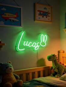 可定制霓虹灯 - LED发光墙饰,可定制您的名字,多色动态灯光,适用于卧室、游戏室、生日派对和青少年礼物,耐用塑料壁挂式标牌,带按钮控制,房间装饰,周年纪念,新年,节日礼物灯,都市盛会,时尚装饰 - 彩色 - 查看 5
