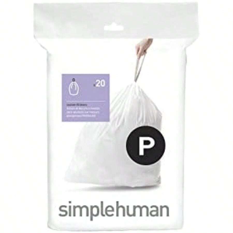 simplehuman, paquete de 20 bolsas de basura a medida, código P, plástico blanco(default) - Multicolor - Ver 1