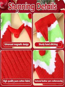 1 Pair Holiday Long Socks, Novelty Handgrip Cute Gift Socks, Valentine's Day Novelty Handgrip Socks, Family Matching Socks, Valentine's Day Couple Socks, Casual Home Party, Suitable For Adults, Students, Teenagers, Ideal Gift
