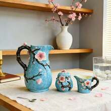 Handpainted Ceramic Classic Oil Painting Series - Vase, Canister, Sugar & Creamer, Coffee Filter Cup, Teapot, Butter Dish, Home & Kitchen Tabletop Decor, Gifts (Starry Sky, Sunflower, Iris) - Multicolor - View 9