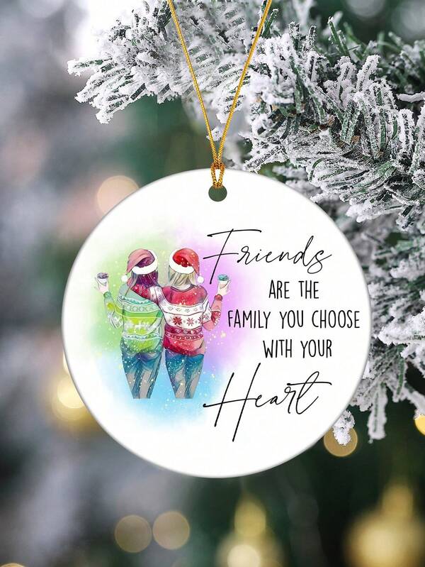 1pc/5pcs Acrylic "Friends Are The Family You Choose With Your Heart" Pendant Decor, Ornament, Window Hanging Memorial Gift, Decoration, Best Friends, Best Friend Gift ,Valentine's Day ,Valentines Decorations ,Valentines Gifts,Home Decor ,Room Decor,Wall Decor