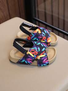 Kids Summer Sandals, New Fashion Open-Toe Princess Shoes, Soft Bottom Toddler Girls Shoes, Asymmetrical Pattern - Black - View 6