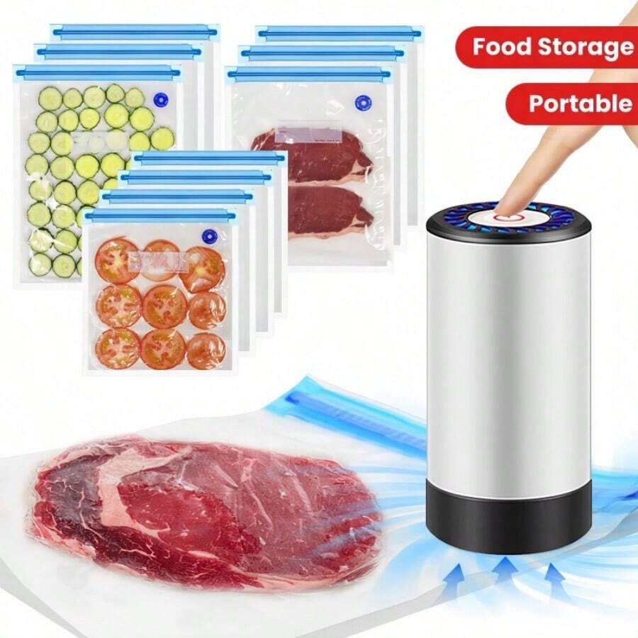 Máy hút chân không thực phẩm cầm tay đa năng, Máy hút chân không điện mini, Máy hút chân không cầm tay sạc USB, Cổng Type-C, Pin Lithium 800mAh, Bộ túi hút chân không 3 kích cỡ, Bộ túi đựng chân không và máy hút chân không điện cầm tay, Máy hút chân không điện mini cầm tay kèm 15/35 túi đựng thực phẩm, Túi hút chân không 3 kích cỡ