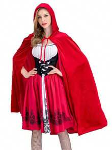 1 chiếc áo choàng hóa trang Halloween cho nữ, áo choàng Cô bé quàng khăn đỏ cho lễ hội Carnival, tiệc Giáng sinh, dạ hội hóa trang, áo choàng poncho nhung có mũ trùm đầu. - Nhiều màu - Xem 8