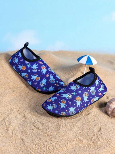 1 Pair Boys' Comfortable, Fashionable, Lightweight, Casual, Cute Cartoon Space Animal & Watercolor Football Outdoor Beach Hiking Water Shoes, Spring/Summer