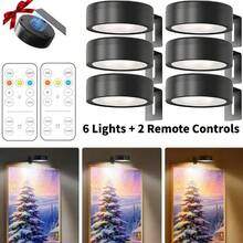 1/3pcs Gold Battery Powered Painting Light, Magnetic LED Drawing Light With Remote Control Dimmable And Timer, 3 Lighting Modes, Art Display Lamp For Frames, Living Room, Kitchen, Hallway, Wedding And Stairs Decor | Modern Metal Finish | Dimmable, Indoor Lighting For Bedroom, Living Room, Home Decor, 150mAh - Multicolor - View 23