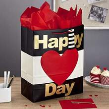Hallmark - Bolsa de regalo grande de 13 pulgadas con papel de seda (lunares rojos) para Navidad, día del padre, cumpleaños, graduaciones, día de San Valentín, día más dulce o cualquier ocasión(Happy Heart Day) - Multicolor - Ver 2