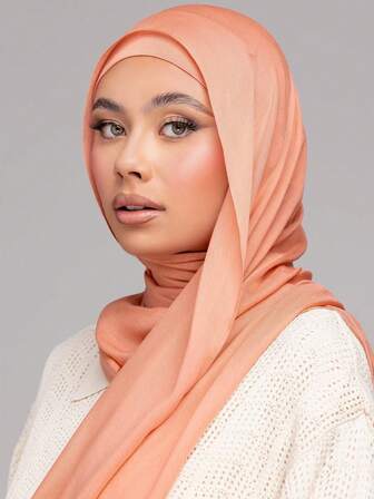 1 st. enfärgad hijab med chiffong och huva för kvinnor, vindtät, solskyddsmedel för utomhusbruk, abaya, slöja för kvinnor