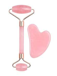 1/2件套面部美容刮痧按摩工具套装，粉色滚轮按摩身体刮痧工具套装，非水晶ABS树脂材质，疏通经络面部美容工具，适合女性、学生、母亲、姐妹，节日礼物 - 粉色 - 查看 2