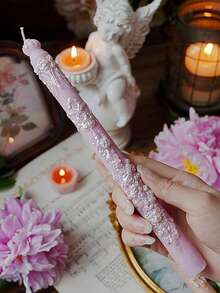 1支/盒，全新手工压花蜡烛，长杆蜡烛（23.5厘米/9.25英寸），香氛蜡烛，手工大豆蜡，香氛装饰，适用于家居装饰、卧室装饰、房间装饰、家居蜡烛装饰、情人节礼物、婚礼装饰、收藏礼物、毕业礼物、节日装饰、蜡烛、房间装饰、婚礼装饰、婚礼、伴娘礼物、生日蜡烛、家居装饰、复古装饰、礼物、香氛蜡烛 - 彩色 - 查看 5