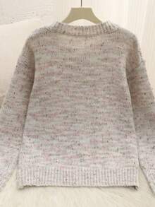 WoolFortune Women's Crew Neck Elegant Cardigan Sweater, Solid Color For Everyday Wear In Autumn/Winter/Spring, Soft & Comfortable Material, Button-Front, Casual Outfits, Heathered Gray Knit Cardigan, Button-Front Cardigan, Casual Everyday Outfits, Soft Fuzzy Plus Size Sweater, Fashion Long Sleeve Women's Clothing, Valentine's Day Gift, Gift For Wife Or Girlfriend