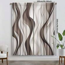 2pcs Red & White Wavy Pattern Art Curtains, Modern Minimalist Style, 3D Digital Printing, Suitable For Living Room, Bedroom And Study, Creating A Refined, Comfortable And Cozy Atmosphere.