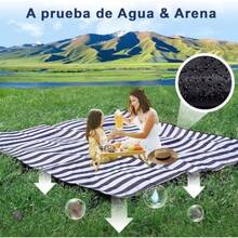Timotech Manta de Picnic Extragrande de 2x2 Metros Manta de Playa Impermeable y Plegable de 3 Capas para 6 a 8 Adultos Ideal para Campamento Parque Playa Césped Interiores - Azulyblanco - Ver 6