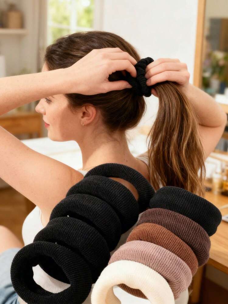 5個/10個 厚手ヘアゴム、高弾性耐久性のあるラバーバンド、シームレス