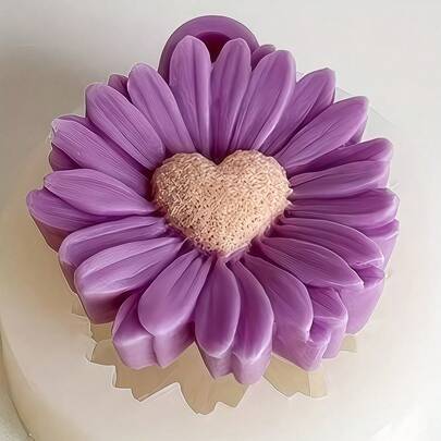 1pc Heart & Chrysanthemum Scented Candle Silicone Mold DIY Chrysanthemum Fragrance Plaster Diffuser Stone Home Decor Mold, Suitable For Valentine's Day, Mother's Day, Birthday, Wedding And Other Home Decorations
