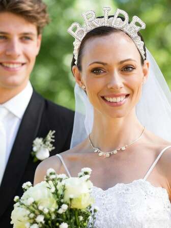1 Diadema y velo de perlas para novia, accesorio de cabello para boda y decoración elegante para fiesta