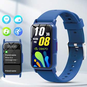 Ny unisex smartklocka, lätt och bärbar, stöder Bluetooth-samtal, vätskepåminnelse, samtalsavisering, meddelandeavisering, väderprognos och musikkontroll.