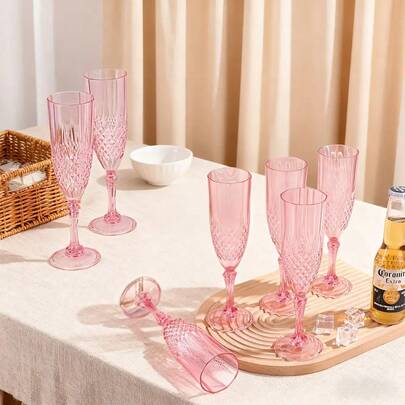 3pcs 8oz Diamond Patterned Champagne Flutes, Shatterproof Reusable Stemware Glasses For Events, Parties, Hotels, Bars, Restaurants, Weddings, Anniversaries, Holidays (Halloween, Easter, Christmas, Mother's Day, Father's Day, Valentine's Day, Independence Day, Labor Day) - For Whiskey, Margarita, Vodka, Gin, Soda, Juice, Beverages, Ice Water