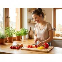 Juego de 4 Tablas para Picar de Bambú con Soporte Tablas de Corte para Carne Verduras Frutas y Queso + Cepillo de Bambú Set de Tablas para Picar Cocina Antideslizantes y Duraderas - Marrn - Ver 6
