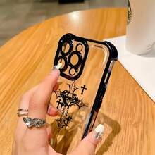 غطاء هاتف محمي بوسادة هوائية بشكل صليب وقلب فاخر وأنيق متوافق مع هواتف 6/7/8/X/XS/XR/11/12/13/14/15/16/16E/17/17PM، Galaxy S22/23/24/25/S24 FE/S25 EDGE، A04/05/06/A14/A15/A16/A24/A25/A34، Redmi Note 7/8/9/10/11/12/13، Redmi 9/10/12/13C