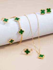 Elegant Four-Leaf Clover Jewelry Set, Suitable For Daily Wear Or Party - Four-leaf Clover Set - View 4