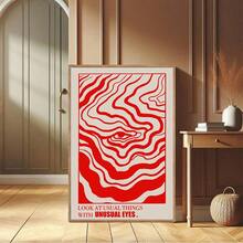 1件/套 复古红色抽象眼睛帆布墙画 复古嬉皮士海报 励志语录墙饰 60年代70年代风格 公寓装饰画，理想礼物墙饰，不含画框 - 紅色 - 查看 5