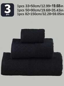 QIBHI 3条/1条装 100%纯棉纯色毛巾/面巾/浴巾,100%纯棉毛巾布,浴室浴巾/毛巾,客用毛巾,家用全棉吸水柔软手巾,适用于浴室、酒店、健身房、旅行、礼品、沙龙、运动、户外、海滩、学校、返校季、旅行配件、家居必备、毛巾、护肤 - 黑色 - 查看 3