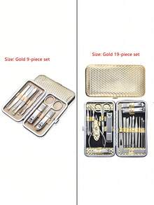 美甲修脚套装，指甲钳套装，专业美甲护理工具套装，附赠豪华旅行收纳盒 - 黑色 - 查看 4