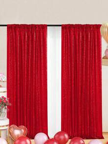 2pcs Red Sequin Curtain, Party Backdrop Decor, Birthday Party Supplies, Backdrop Banner, Reusable For Home Decor, Wedding, Baby Shower, Suitable With Metal Arch Frame And Balloons, Timeless Shiny Backdrop, Mexican Party Decor - Red - View 4