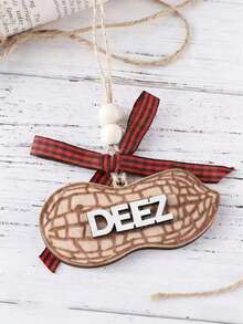 1pc 2D Flat Printed Wooden Decor, Funny Nut & Peanut Creative Hanging Decor, Adult Humorous Decor, Hanging Decor For Home, Comes With Bow Tie Hanging Rope, Winter Holiday Theme Party Room Decoration, Home Decor - Multicolor - View 3