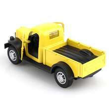 1pc 11cm Yellow Alloy Vintage Pickup Truck Model, Opening Doors, Children's Toy, Collectible Decor, Gift For Boys